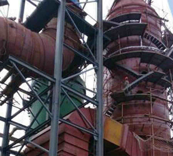 大潤通電廠-安裝新脫硫、脫硝、鍋爐鋼結(jié)構(gòu)主體